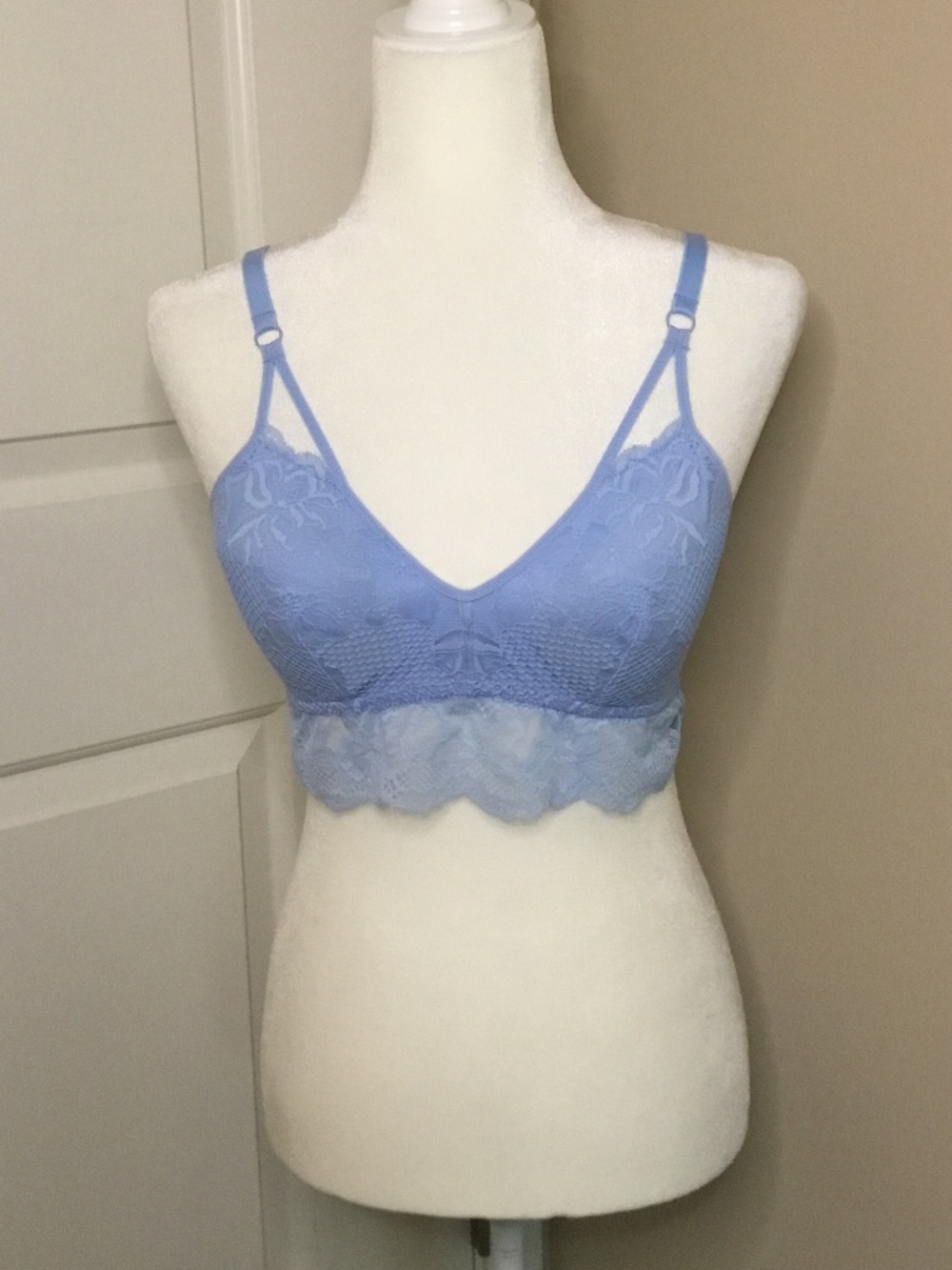 Strappy Blue Floral Lace Bralette Coquette Cottagecore Whimsy